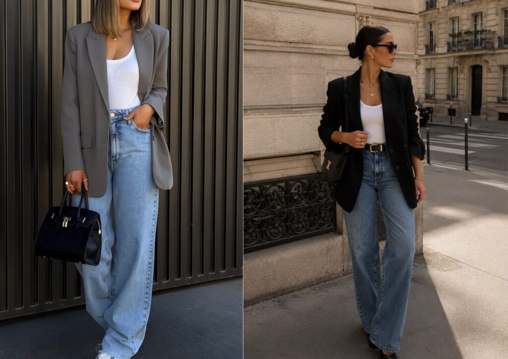 Straight-Leg Business Casual Jeans and a Long Blazer