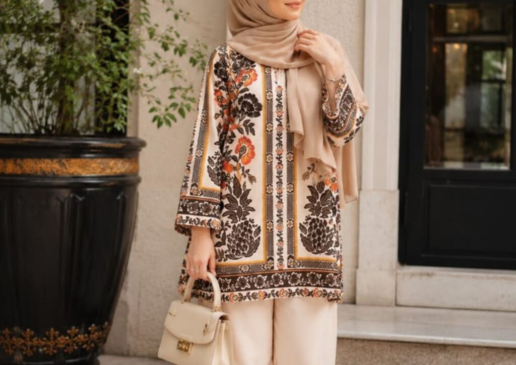 Modest summer outfit Tunic and Wide-Leg Pants
