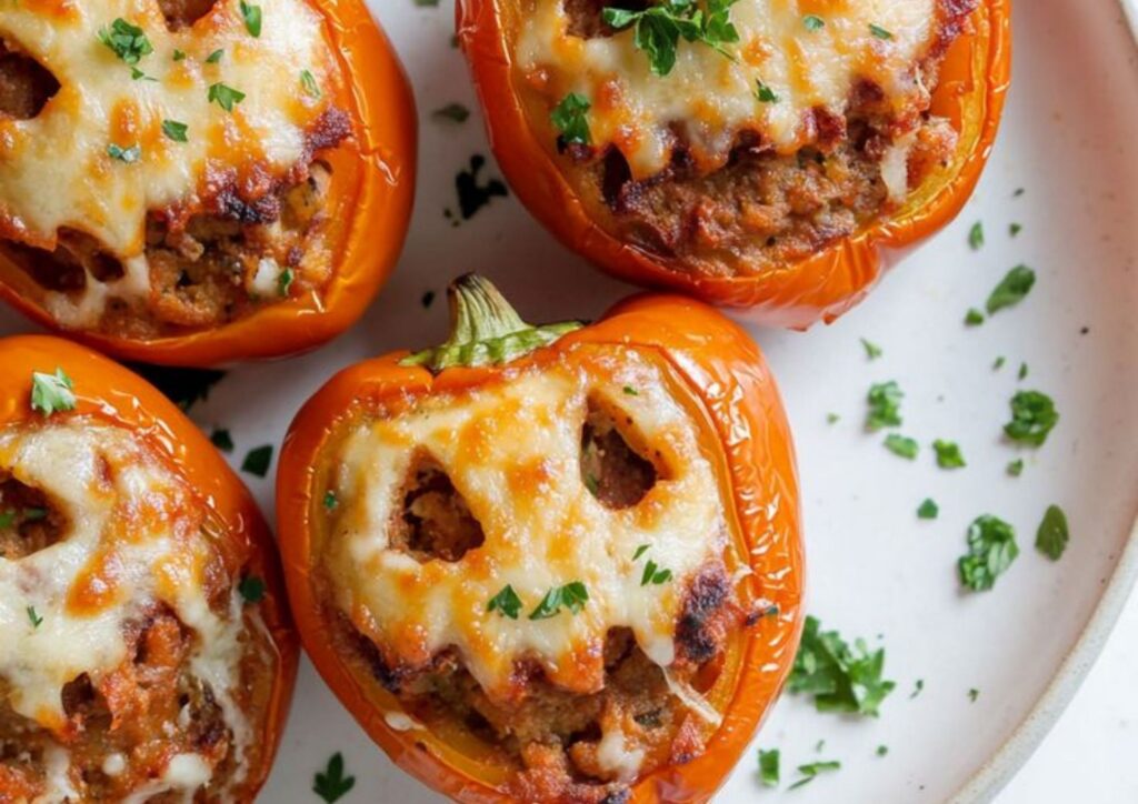 Creepy Stuffed Peppers Halloween food ideas
