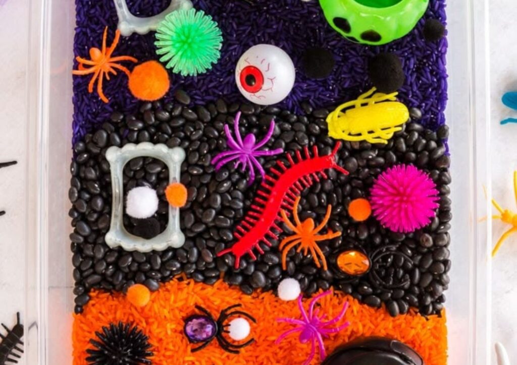 Halloween sensory bin activity for toddlers