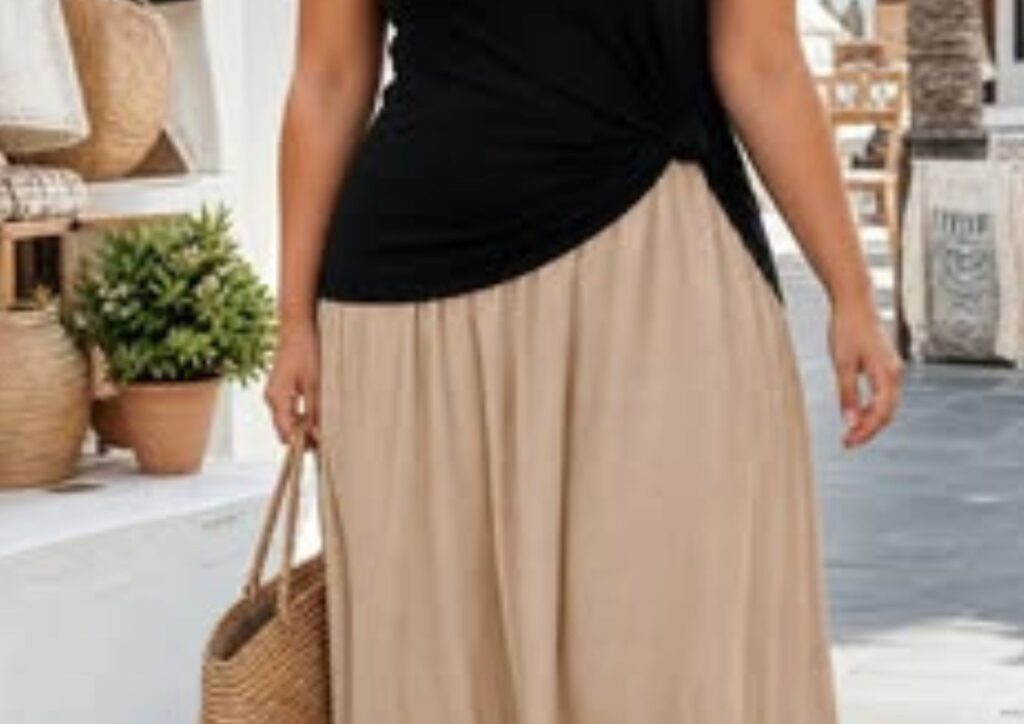 Long Skirt and Cotton T-Shirt