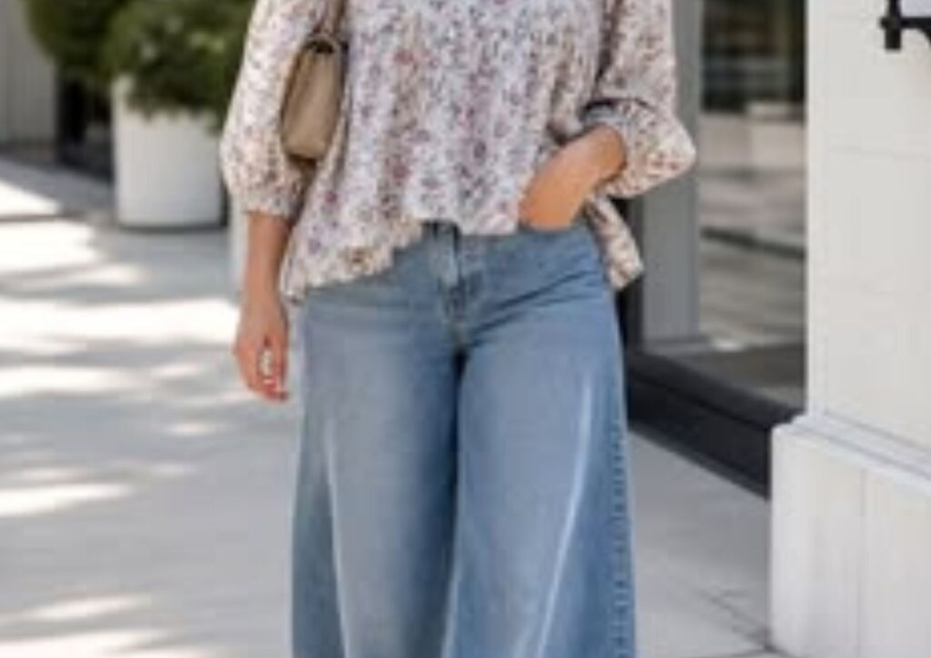 Wide-Leg Jeans for a Modest Business Casual Outfit