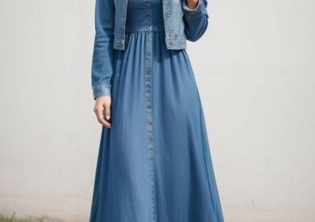 Denim Gown With a Denim Jacket