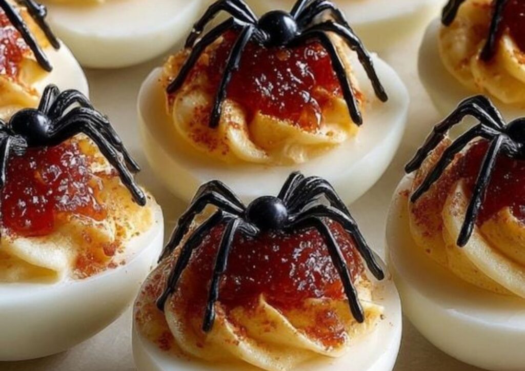 Halloween Deviled Egg Spiders