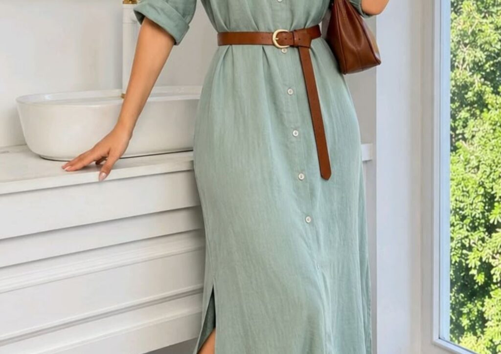 Modest Shirt Dress With a Belt