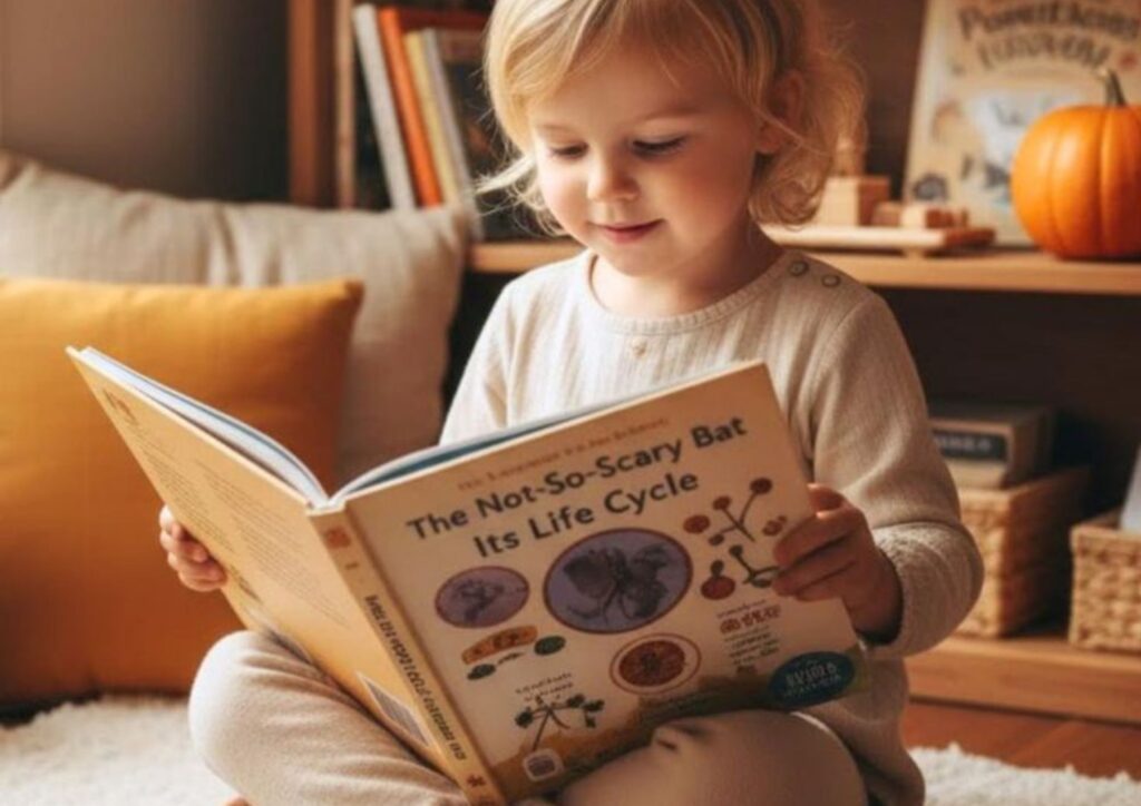 Toddler enjoying Halloween story time