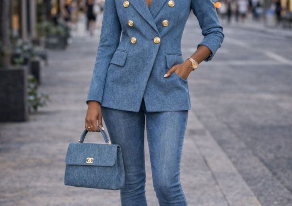 business casual jeans with matching blazer