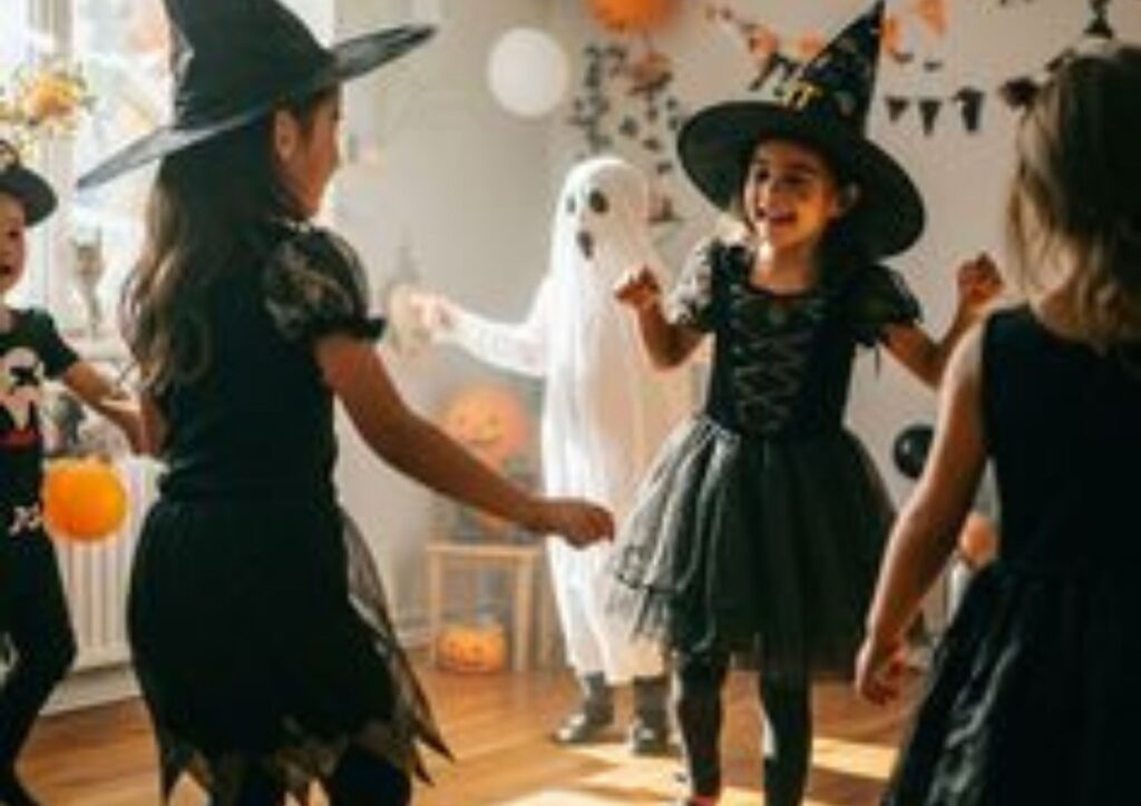 Toddler dancing to Halloween music