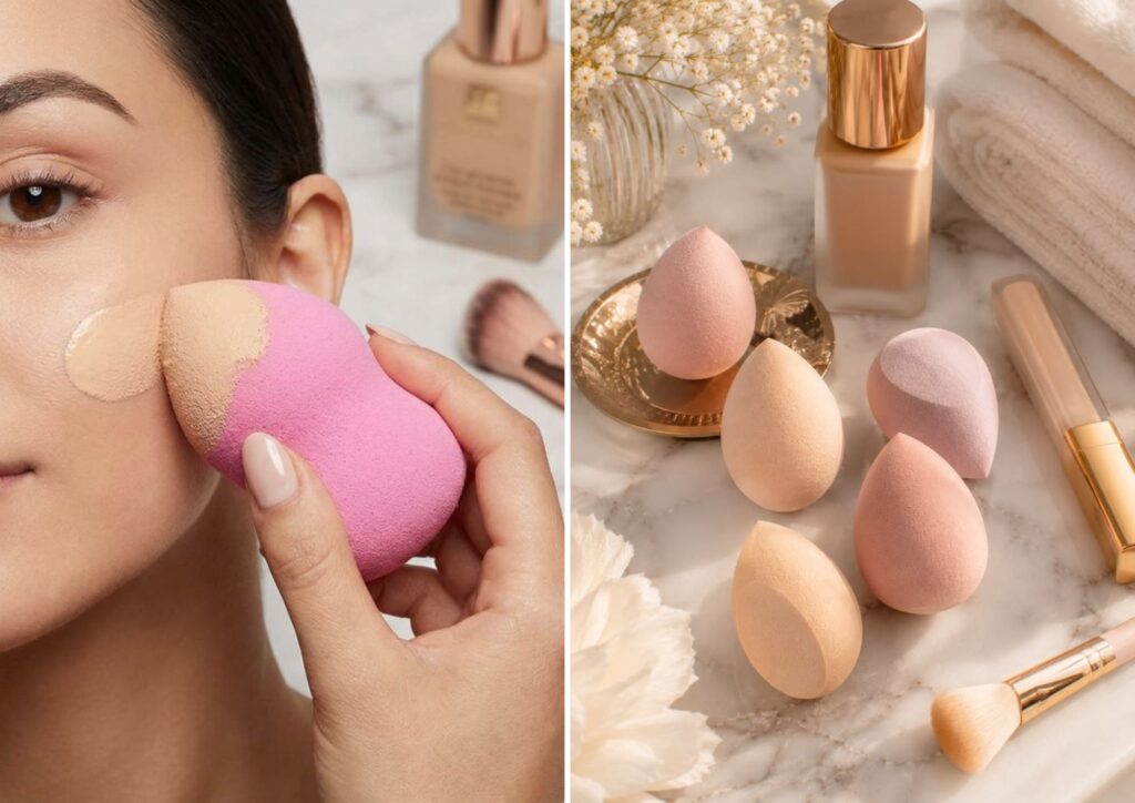 foundation powder applied lightly to the T-zone