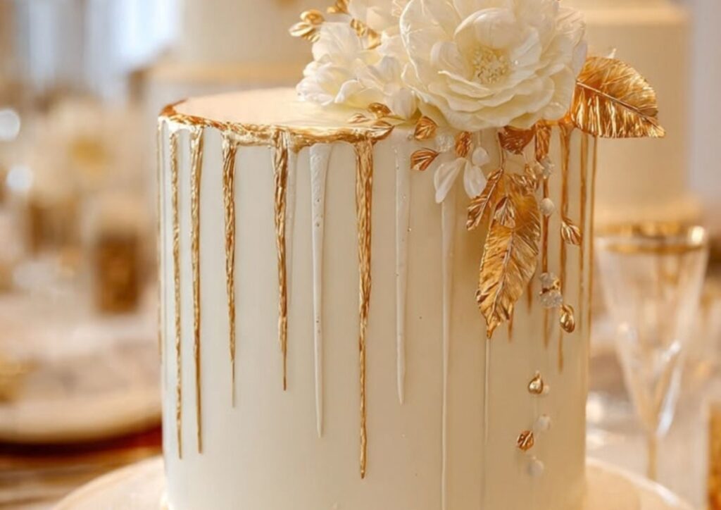 Small wedding cake ideas with gold details