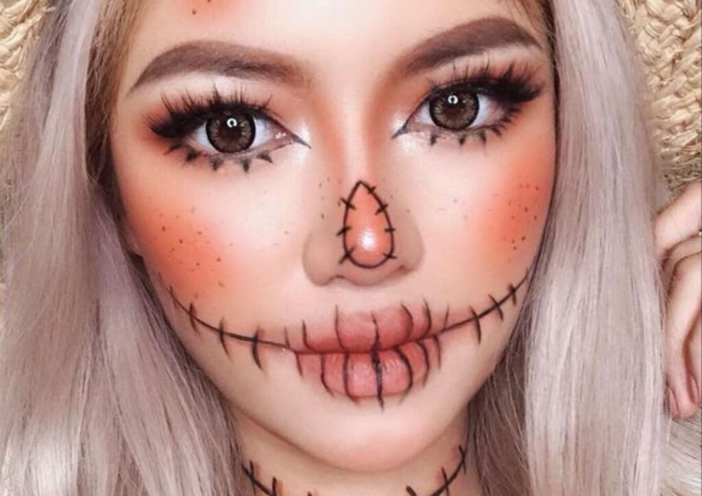 Cute scarecrow Halloween makeup