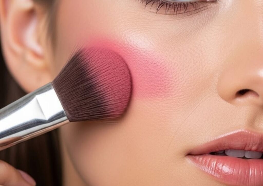 How to apply blush on a round face