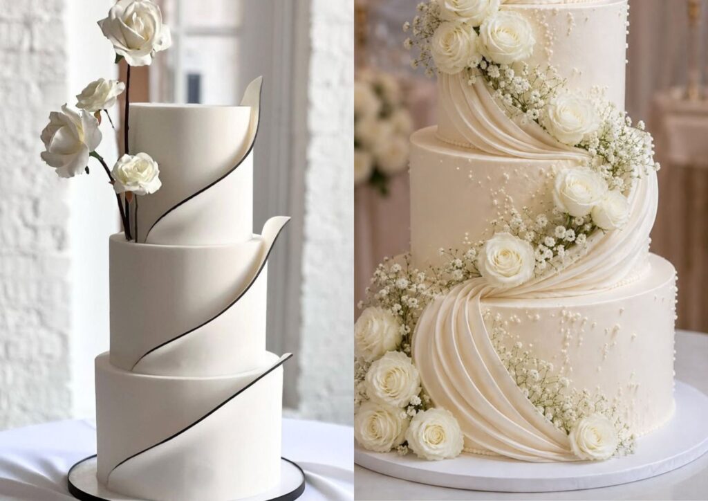 modern minimalist three-tier wedding cake