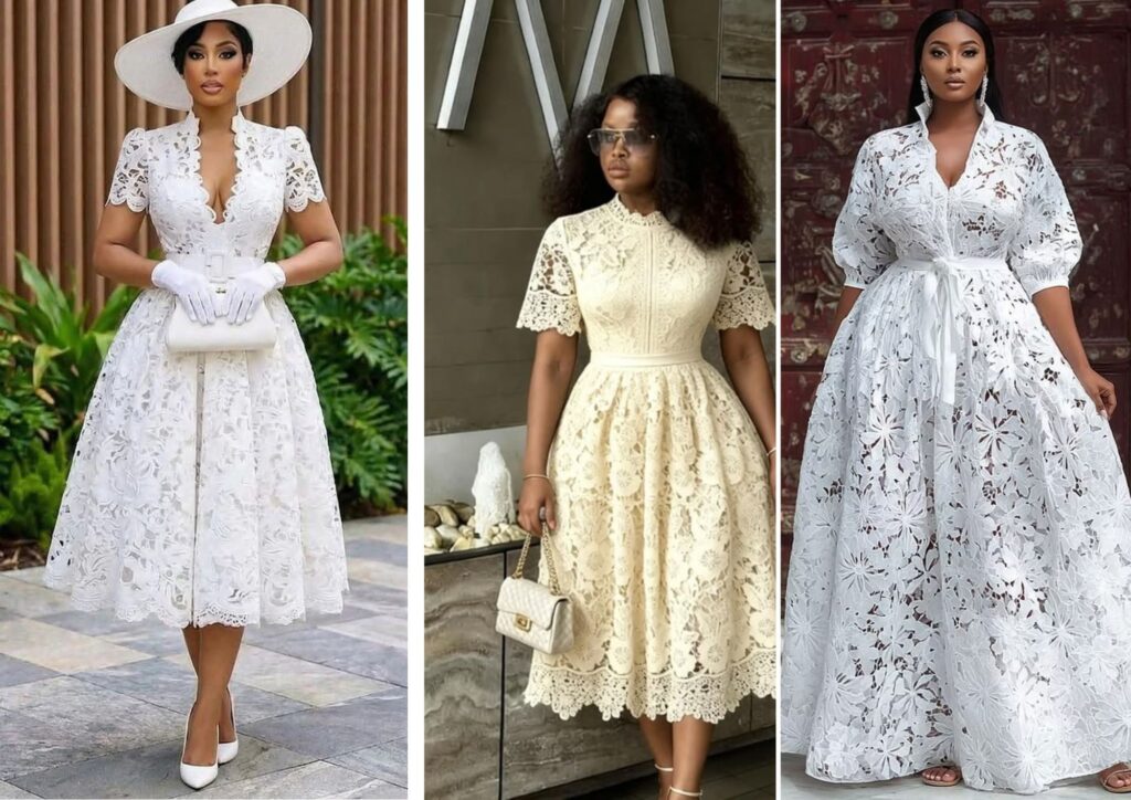 Lace wedding guest dress for a reception