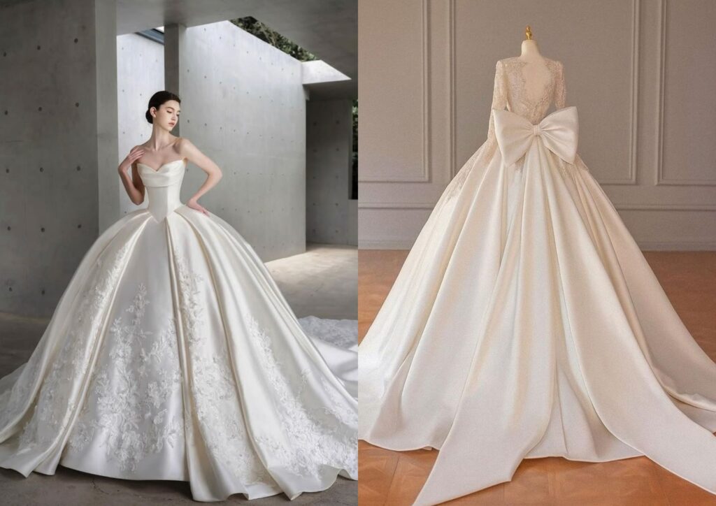 structured Mikado silk ball gown with a full skirt