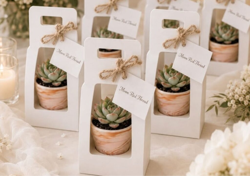 Personalized wedding favors arranged for guests