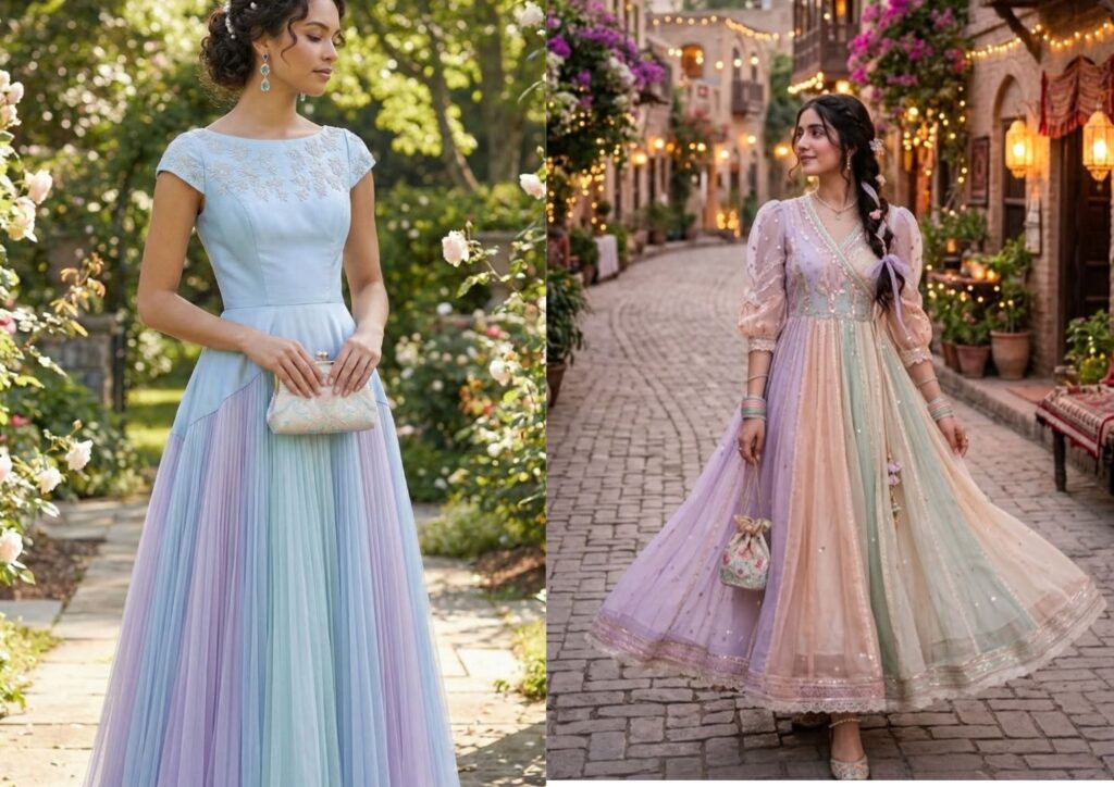 Bridal shower dress ideas with a soft pastel dress