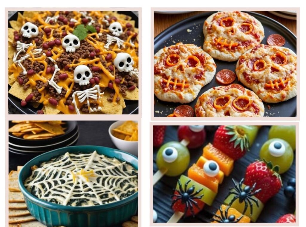 Halloween snacks for a party with spooky appetizers and finger foods