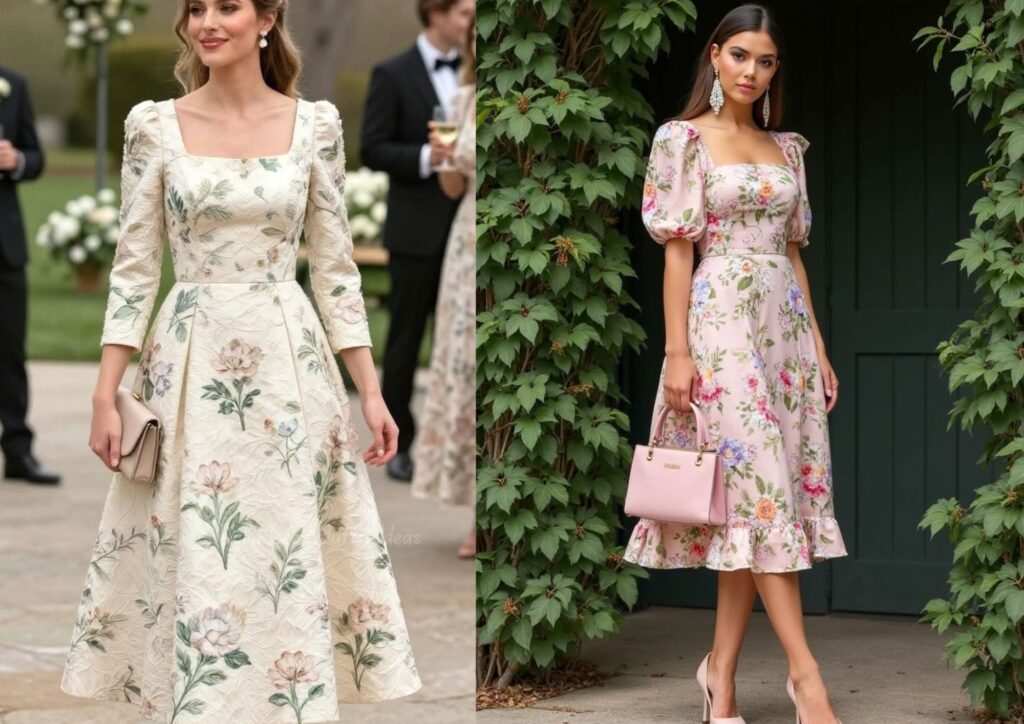 floral midi dress for a stylish dinner outfit